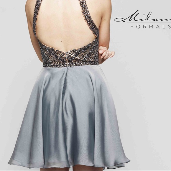 High Neck Beaded Cocktail Dress - Picture 4 of 10